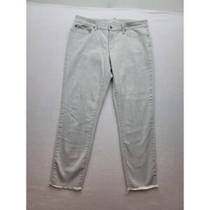 Eileen FisherJeans Womens 12 Cropped Frayed Hem Lite Gray Orgainc Cotton‎ Blend